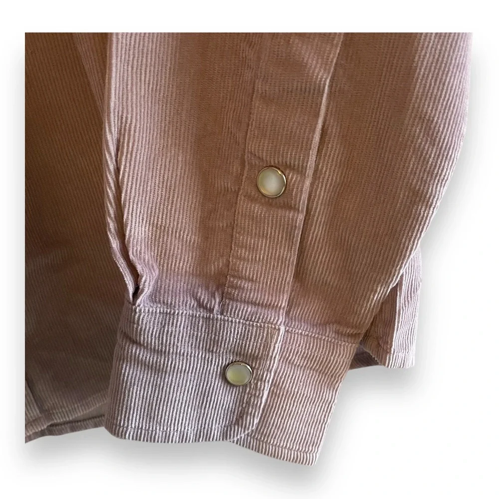 Criquet Men's‎ Corduroy Western Pearl Snap Button Down Shirt Lavender Small NWT